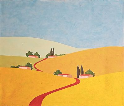 איצו רימר (נ. 1948) - שמשית. שמן על בד, 50x60 ס"מ, חום, מתואר ומתוארך 2024. 
אודות איצו רימר: 