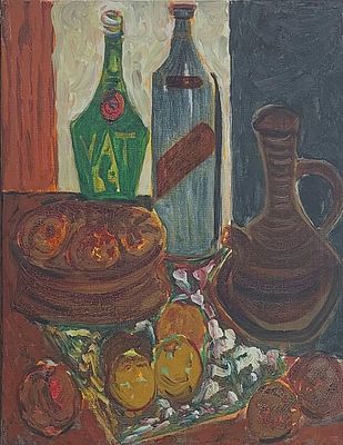 בלומה אודס רונקין - שולחן לשבת . שמן על בד 46X60 חתום.