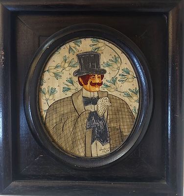 מרים דאובר - דמות עם כובע . שמן על עץ 17X23 ס"מ חתום .