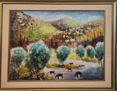 אלברט גולדמן - נוף ציור באיכות מוזיאלית של האמן. שמן על בד 80X100 חתום .אלברט גולדמן (צייר 