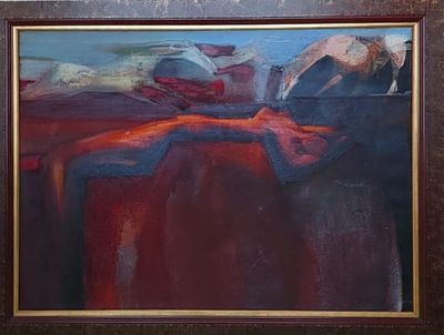 אדוין סלומון - סוסים ואישה על גב ההר. שמן על בד 74X111 חתום .תערוכות יחיד נבחרות מוזיאון "ואסרלי" 