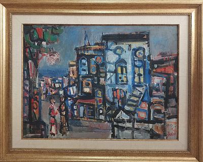 יעקב וכסלר - נוף הנמל בעיר חיפה . שמן על בד 60X80 חתום .1946.יעקב וכסלר (צייר) (1912–1995): 
אמן 