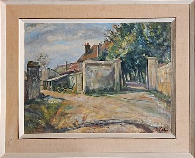 לאו קאהן (1894-1983) - דרך עפר בכפר. שמן על בד, 46x63 ס"מ, חתום. 
אודות לאו קאהן: 
לאו קאהן נולד 