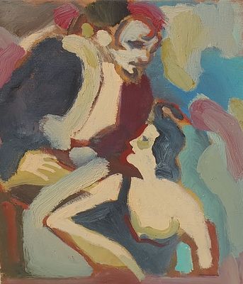 ניב ברונשטיין - זוג. שמן על בד 35X45 חתום