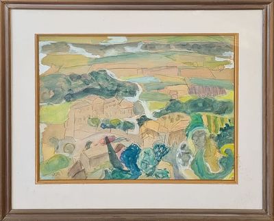 יוסף גטניו (1935-2016) - נוף. אקוורל על נייר, 38x54 ס"מ, חתום. 
אודות יוסף גטניו: 
יוסף גטניו 