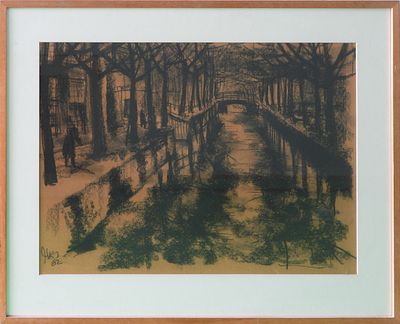 אמן לא מזהה - נוף. פחם על נייר 43X65 חתום