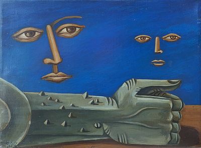 דן קידר - פרצופים . שמן על בד22X27 חתום