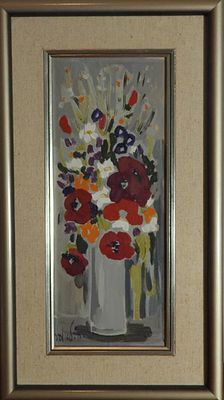 מיליה לאופר - פרחים, שמן על בד, 40x15 ס"מ