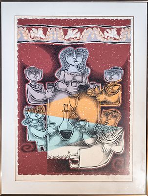 פנחס שער (1923-1996) - ערב שבת. ליתוגרפיה, 70x50 ס"מ, חתום וממוספר 13/75. 
אודות פנחס שער: 