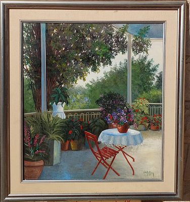 הדי קון - נוף מהמרפסת . שמן על בד 81X70 ס"מ חתום.ציור מוזיאוני של האמנית .