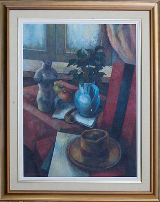 רולי שפר (1947 - 2011) - טבע דומם. שמן על בד 79X59 ס"מ חתום .