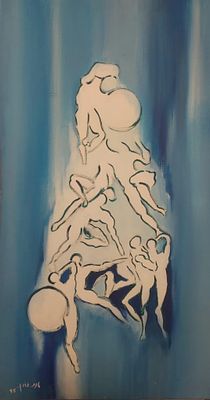 עינת גונן - ריקוד . שמן על בד 50X100 ס"מ חתום .