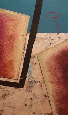 אמן לא מזוהה - שמן על בד 75X38X7 חתום .