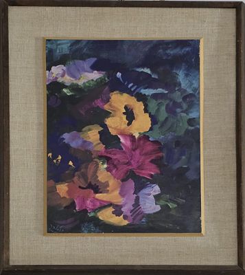 אמליה לאופר - פרחים . שמן על בד 34X24 חתום .