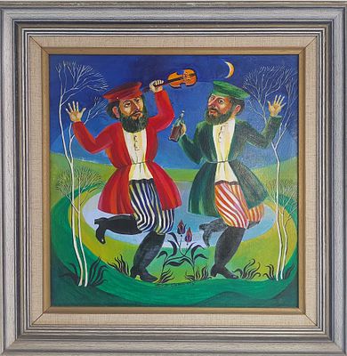 אמן לא מזוהה - כלייזמרים. שמן על מזונית 40X40 חתום