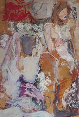 לאה אביצדק - שמן על קרטון 68X100 חתום .