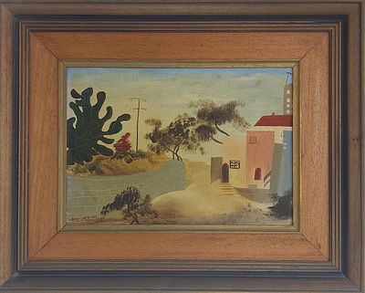 ניצה סימון - קיבוץ . שמן על בד 35X25 חתום .