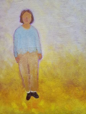 אסנת רייזמן - קיבוצניקית. שמן על בד 40&times;50 ס"מ חתום.