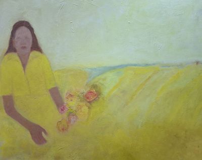 אסנת רייזמן - קיבוצניקית. שמן על בד 90&times;120 ס"מ חתום.