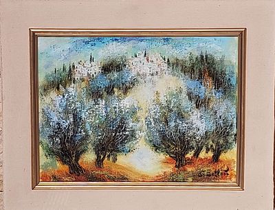 גלינה דטלוף מזין - Galina Datloof Mazin - נוף גלילי. שמן על בד 40X30 חתום. ציור מיוחד ונדיר ,