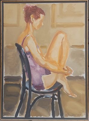 מרים קוג'וקרו - דוגמנית בסטודיו . שמן על בד 50X70 ס"מ חתום.