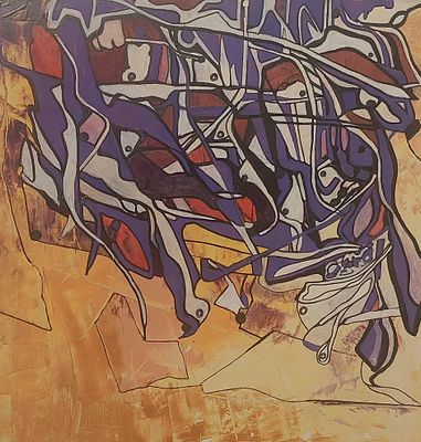 Ofer Cohen - ללא כותרת . שמן על בד 40X40 חתום . הציורים של. Ofer Cohen. מאופיינים בקווי צבע סבוכים 