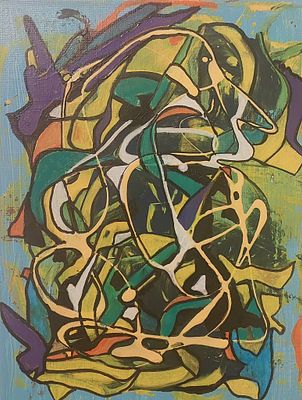 Ofer Cohen - ללא כותרת . שמן על בד 30X23 חתום .הציורים של. Ofer Cohen. מאופיינים בקווי צבע סבוכים 