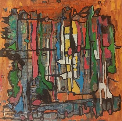 Ofer Cohen - ללא כותרת . שמן על בד 30X30 חתום . הציורים של. Ofer Cohen. מאופיינים בקווי צבע סבוכים 