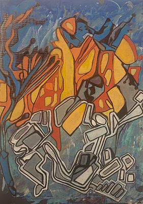 Ofer Cohen - ללא כותרת . שמן על בד 40X30 חתום .הציורים של. Ofer Cohen. מאופיינים בקווי צבע סבוכים 