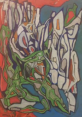 Ofer Cohen - ללא כותרת. שמן על בד 30X40 חתום .הציורים של. Ofer Cohen. מאופיינים בקווי צבע סבוכים 