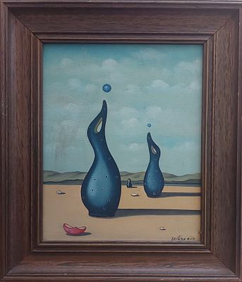 חיים מחט - ריקוד . שמן על בד 25X32 ס"מ חתום .