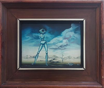 אורה תמיר - דמות . שמן על עץ 21X27 ס"מ חתום .