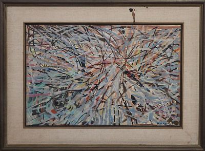 אביגדור לואיזדה - ללא כותרת . שמן על קרטון מוצמד לבד 35X50 ס"מ חתום.