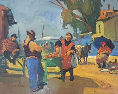 אבי שוורץ - אבי שוורץ שמן על מזונית 50X40 חתום .בציוריו, אבי שוורץ משתמש לרוב בטכניקת שמן על בד או 