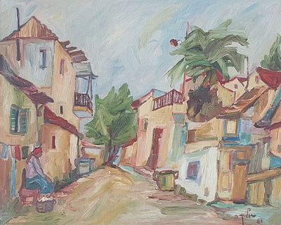 אלקה ראובן - רחוב. שמן על בד 50X40 חתום .