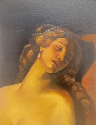 דימה - אישה שוכבת. שמן על בד 40X50 ס"מ חתום .
