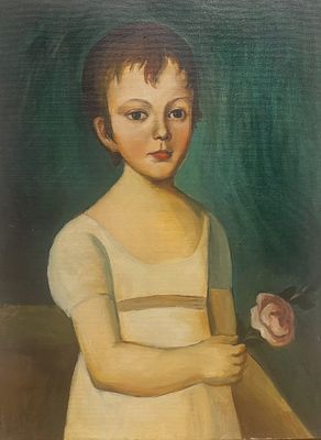 דימה - ילדה עם פרח. שמן על בד 40X50 ס"מ חתום .