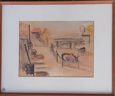 שלמה ון דו ברג - אקוורל על נייר 33X25 חתום .
