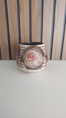 קרמיקה ישראלית כד לפיד נדיר 10X10 ס"מ חתום חנה