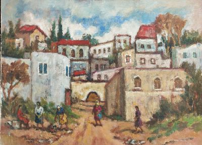 יהודה רודן (1916-1985) - נוף בצפת. שמן על בד, 60x80 ס"מ, חתום. אודות יהודה רודן: יהודה רודן היה 