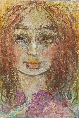 הלינה אומלינצקי - דמות. פנדה על קרטון 25X16 חתום .