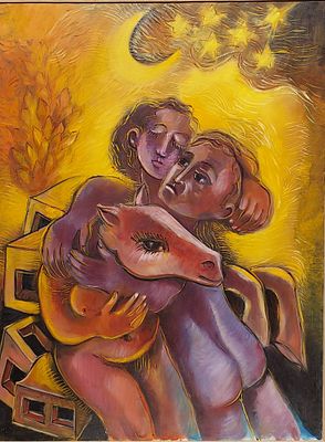 משה אבני - אהבה. שמן על בד 100X75 חתום