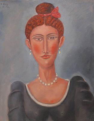 בני לוי - אישה. שמן על בד צרפתי 56X70 חתום