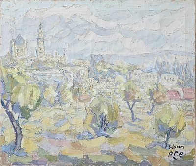 שמואל לם - הר ציון בירושלים. שמן על בד, 54x64 ס"מ, חתום. אודות שמואל לם: שמואל לם היה צייר ישראלי 