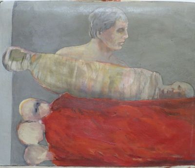מיטש בקר - דמויות. שמן על בד. 50&times;60 לא מתוח לא מתוח.מיטשל (מיטש) בקר, ישראלי, יליד ארצות-הברית 