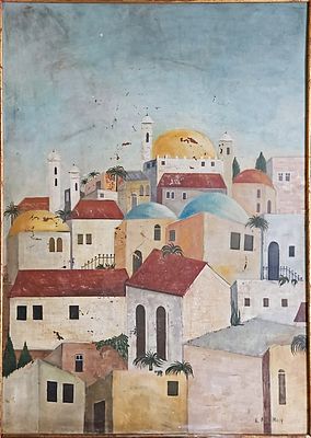 חתום A. NEUMAN - יפו. שמן על בד, 80x60 ס"מ, חתום. מתואר ומתוארך מאחור Jaffa 1932.