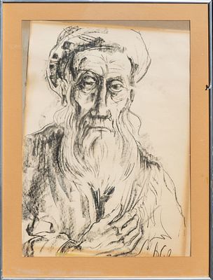 יוסי שטרן (1923-1992) - דמות דתית. דיו על נייר, 60x50 ס"מ, חתום. אודות יוסי שטרן: יוסי שטרן היה 