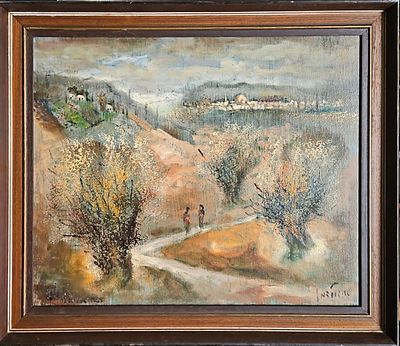 אלברט גולדמן (2011- 1922) - נוף ירושלים העתיקה. שמן על בד, 40x50 ס"מ, חתום. אודות אלברט גולדמן: 