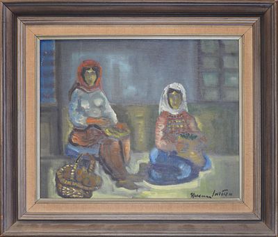 אלברט גולדמן - שתי נשים. 41X33 חתום.אלברט גולדמן (צייר ישראלי): תקופת חיים: 1922–2011. מוצא: נולד 