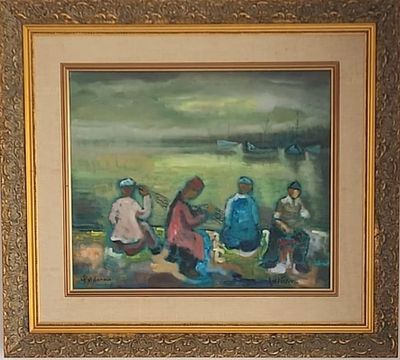 אלברט גולדמן - נמל יפו. שמן על בד 45X55 חתום .אלברט גולדמן (צייר ישראלי): תקופת חיים: 1922–2011. 